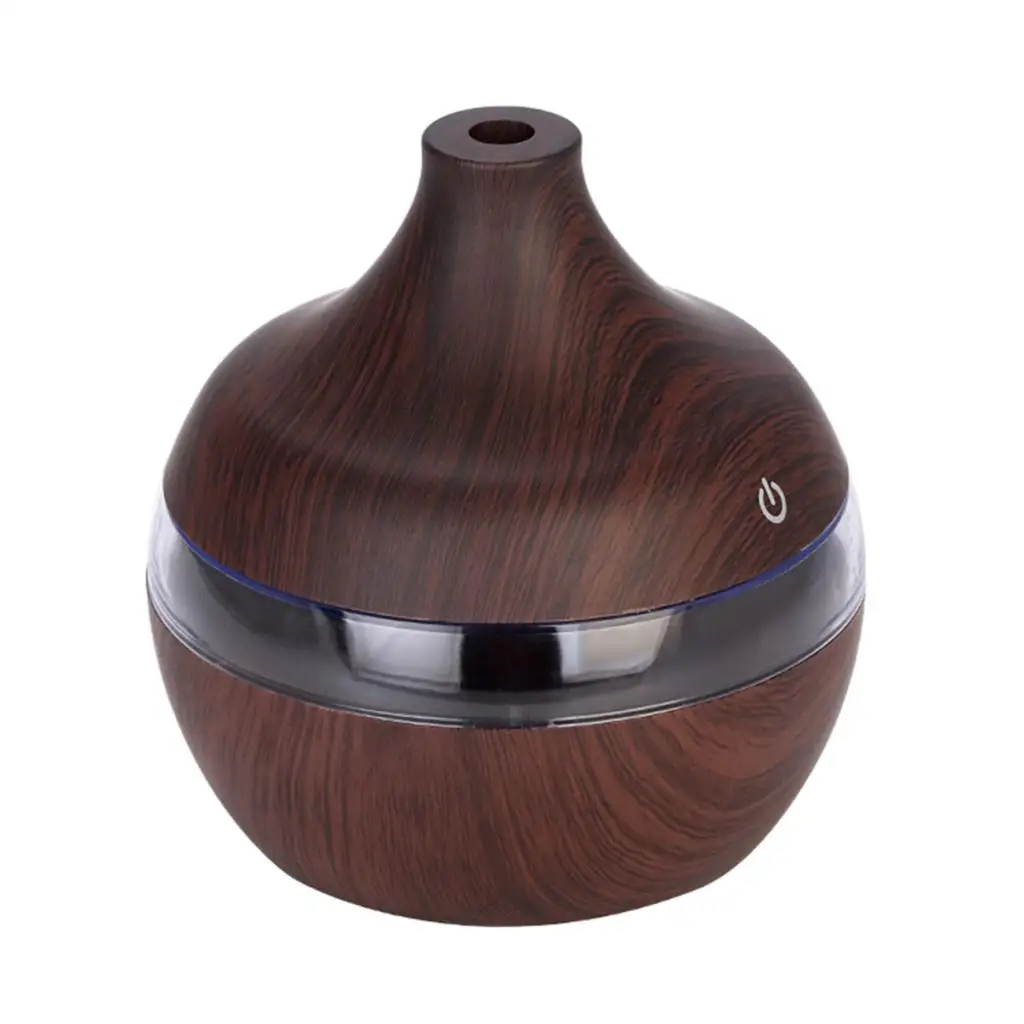 300ml Wood Vase Home Air Humidifier Essential Oil Diffuser Machine & Lights