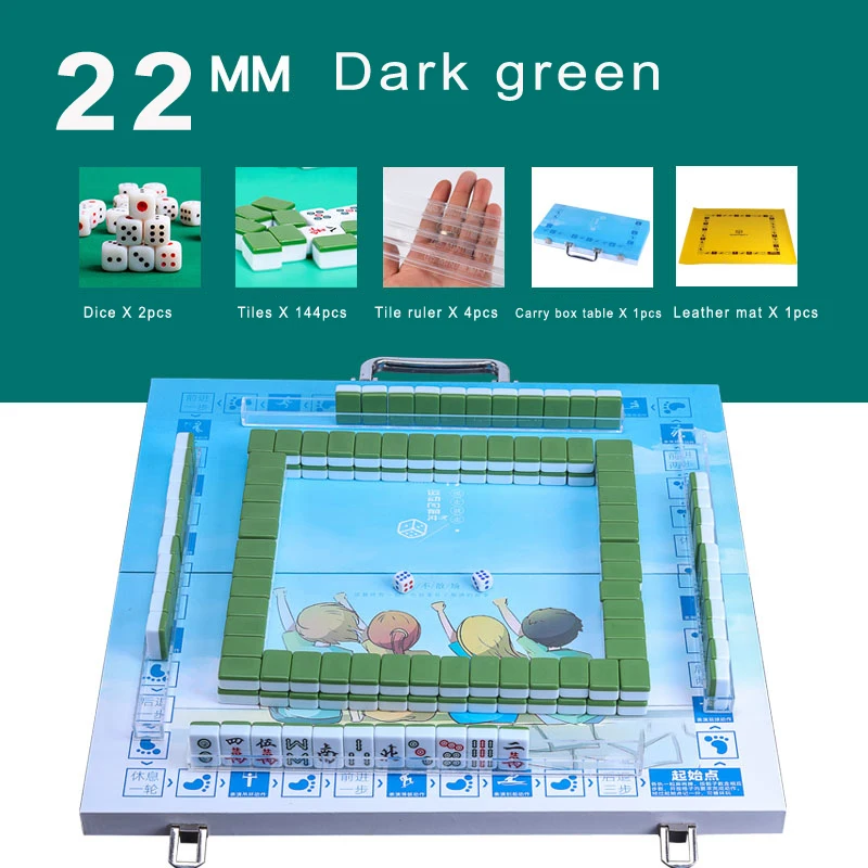 22mm green with box Горячая Мини маджонг портативный складной ящик для хранения Majiang набор настольная игра Mah-jong путешествия настольная игра Крытый развлечения - Цвет: 22mm green with box