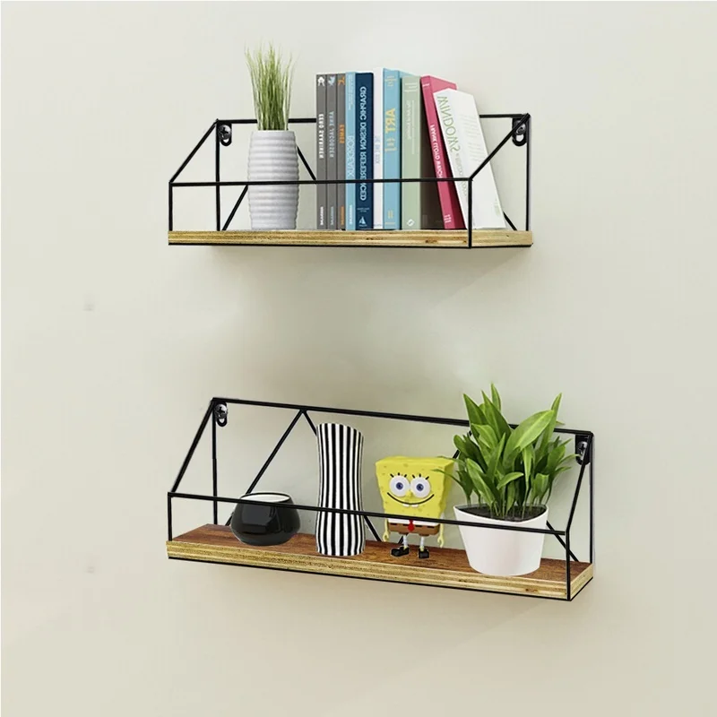 

2 Pcs Iron Floating Shelves Wall Mounted Rustic Wood Wall Storage Shelf for Bathroom Bedroom, Living Room, Kitchen