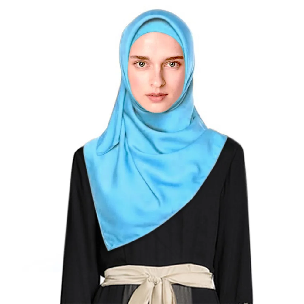 Shimmering Satin Hijab Shawl Modest Muslim Head Wrap Luxury Silk Square Scarf Turkish Madame Islamic Abaya Clothing Accessories |