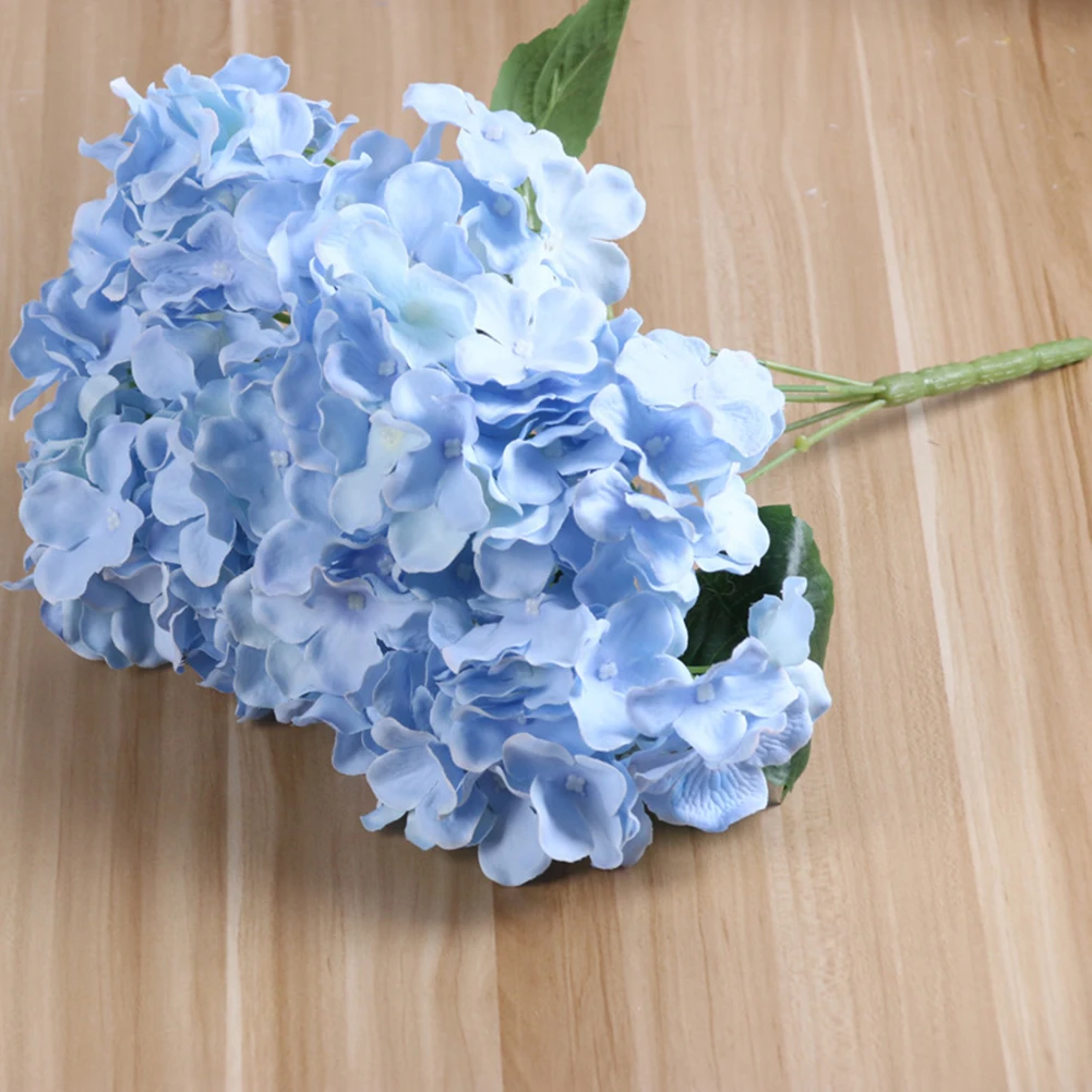 Blue 5 головок Искусственные Шелковые цветки гортензии со стеблями для свадьбы декоративные искусственные цветы для дома вечерние принадлежности для детского душа - Цвет: Blue