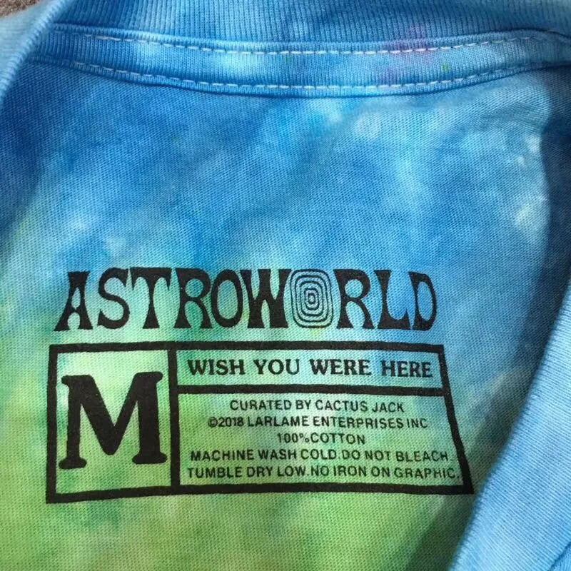 Трэвиса Скотта Astroworld фестиваль Run Tie Dye Tee T мужчины женщины 1:1 лучшее качество ASTROWORLD Трэвиса Скотта футболки