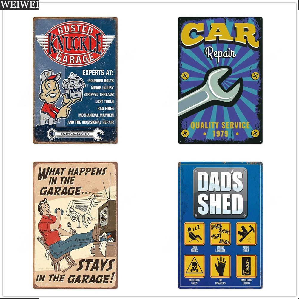 

WEIWEI Garage Metal Sign Plaque Metal Vintage Retro Car Metal Tin Sign Garage Car Repair Man Cave Metal Painting Wall Art Decor