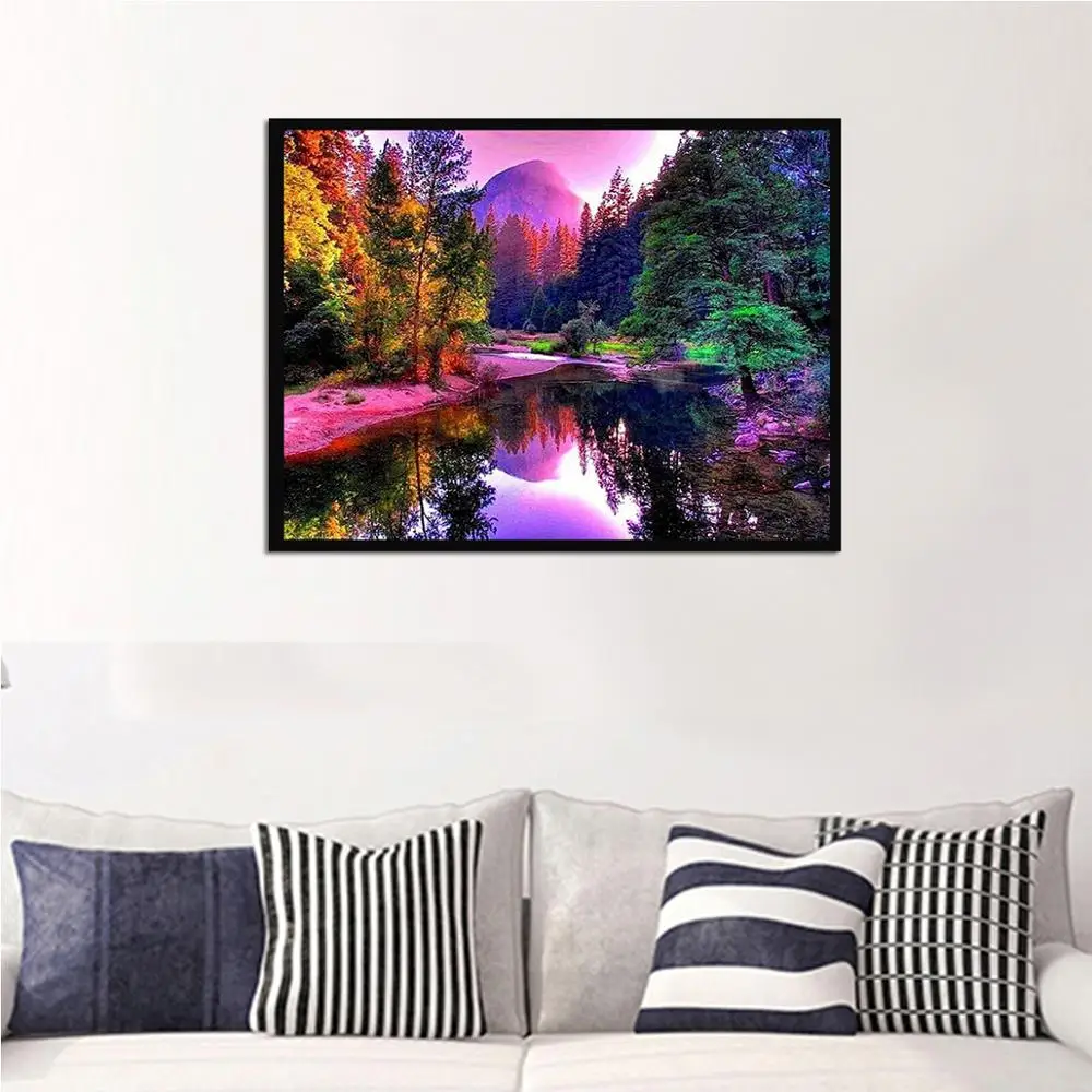 Полная квадратная алмазная живопись дисплей живописное озеро 5D сделай сам