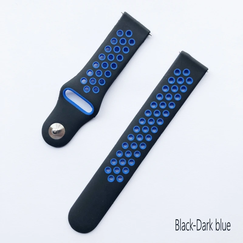 Двухцветный силиконовый ремешок для Xiaomi Huami Amazfit Stratos 3 2/2 s, Смарт-часы для Xiaomi Amazfit GTR, браслет 47 мм - Цвет: black blue