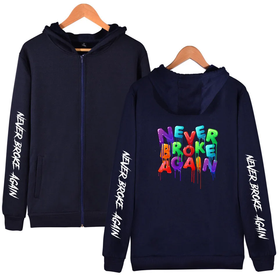 Новые модные толстовки с капюшоном на молнии с надписью «Never Broke agre» для мальчиков Новое поступление крутых свитеров на молнии