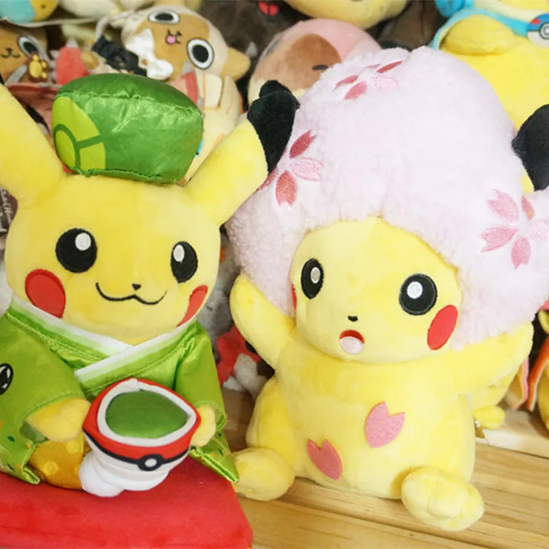 

2019 New Authentic Japan anime game 2pcs sakura Pikachu&Eievui's Easter Eevee Plush Doll Stuffed Toy Limited Plush Doll Toy