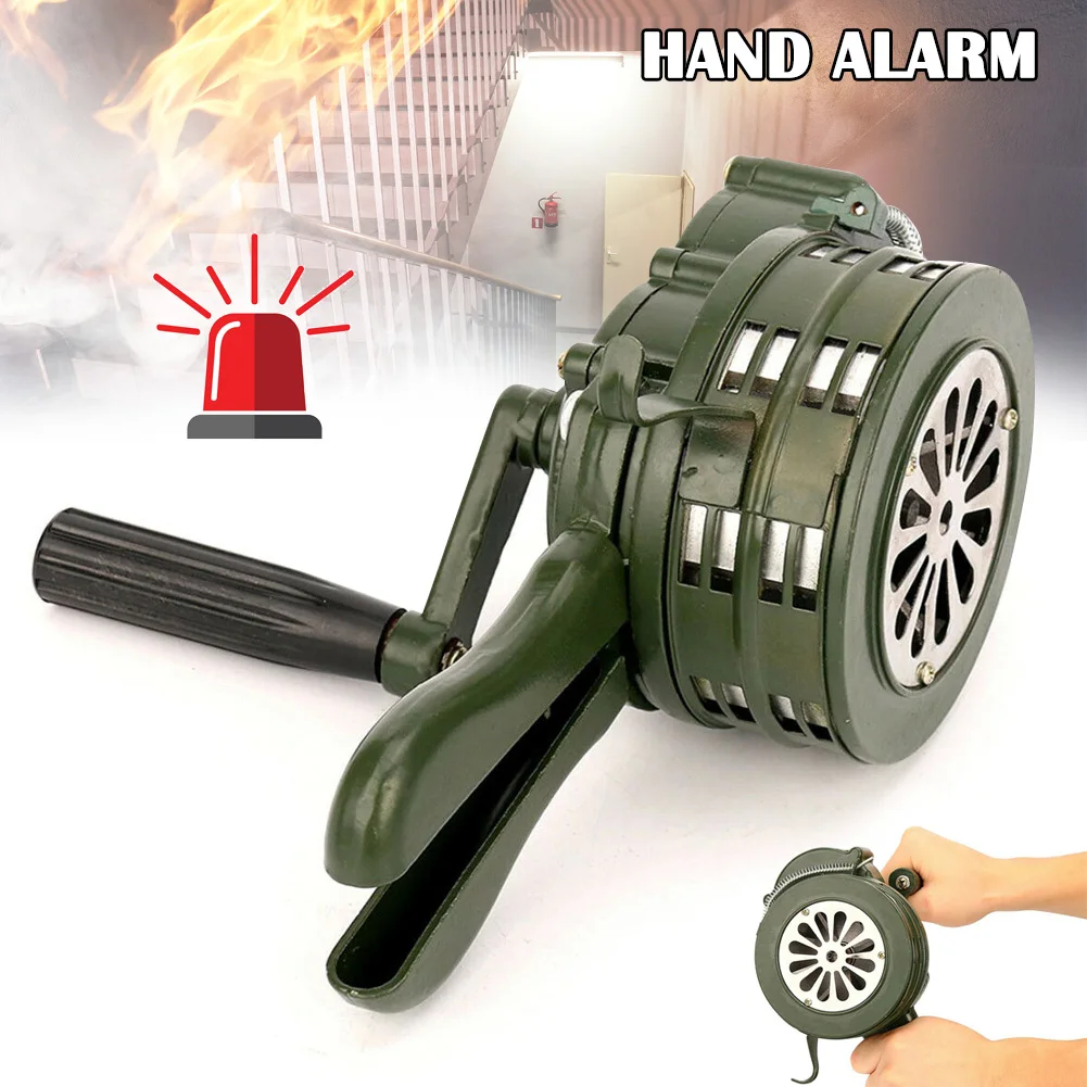 Hand Crank Siren Horn 110dB Manual Operated Metal Alarm Air Raid Emergency Safety GK99