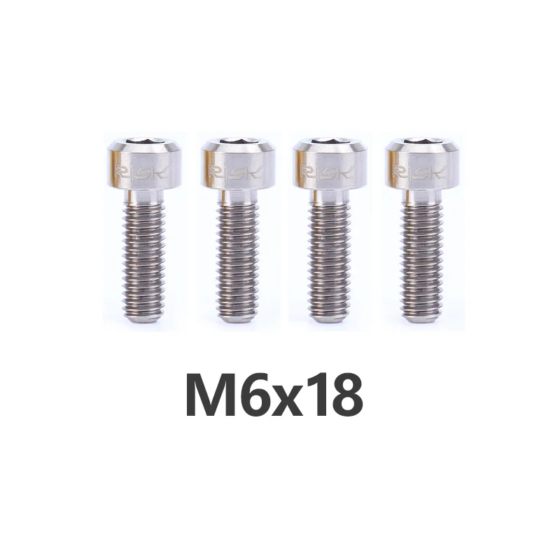 M6x18mm Titanium Риска 4 шт. M6x16/18/20 мм титановый велосипедный дисковый тормоз крепежные болты горный тормозной суппорт для велосипеда болт Crank винты - Цвет: M6x18mm Titanium