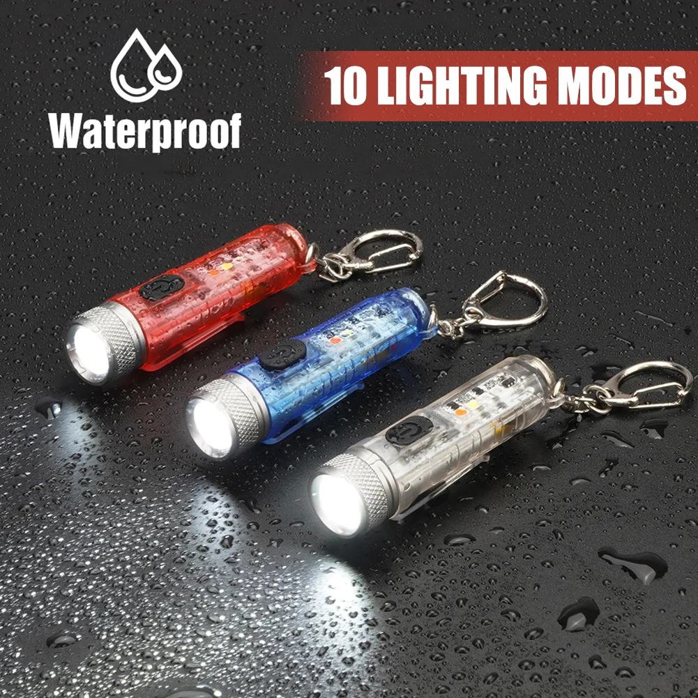 Mini Keychain Pocket Torch With Buckle Usb Rechargeable Edc Led Light