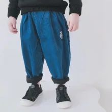 Детская одежда, вельветовые брюки из Южной Кореи для мужчин и женщин, Детские двухслойные конические брюки сагги, маленькие детские шаровары B