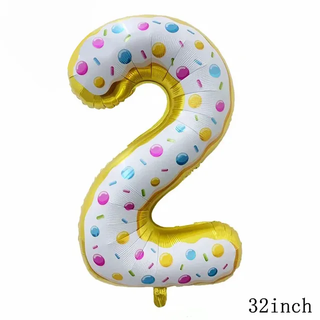 32Inch Donut Digital Foil Balloon Fruit Ice Cream Helium Balloon Birthday Party Decoration Kids Toy Sweet Digital Balloon Showe as picture