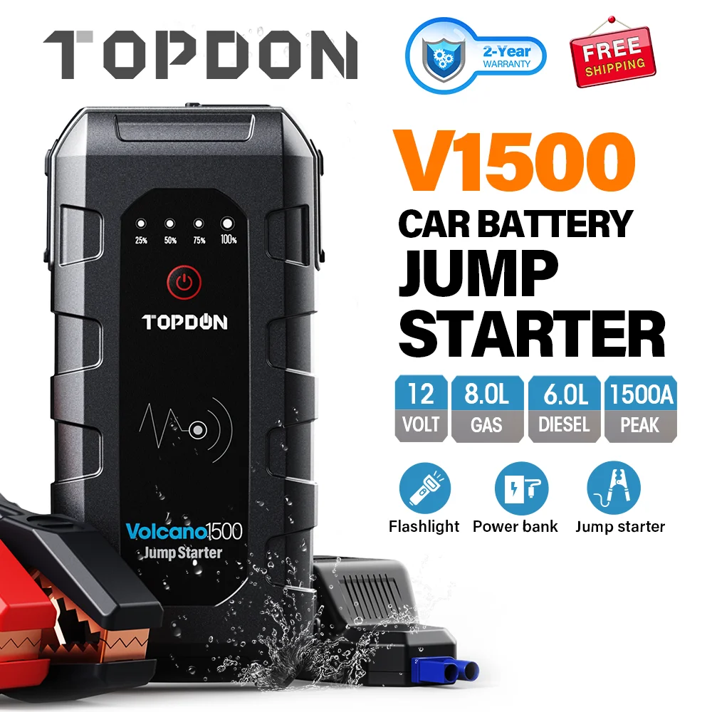 TOPDON V1500 пик автомобиль скачок стартер 12В аварийный Батарея Мощность банк 18000 мАч