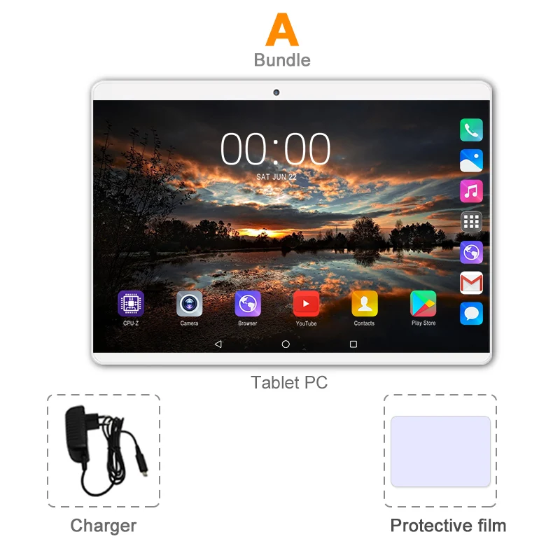 10,1 дюймов 1920x1200 планшетный ПК 10 Core 4G Lte телефонный звонок Google рынок WiFi FM 10,1 планшеты 6G+ 64G Android 9,0 - Комплект: Комплект 1