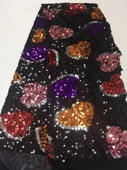 

2020 high-quality lace fabric color royal party wedding dress African lace fabric handmade 3D color sequins YYZ89722