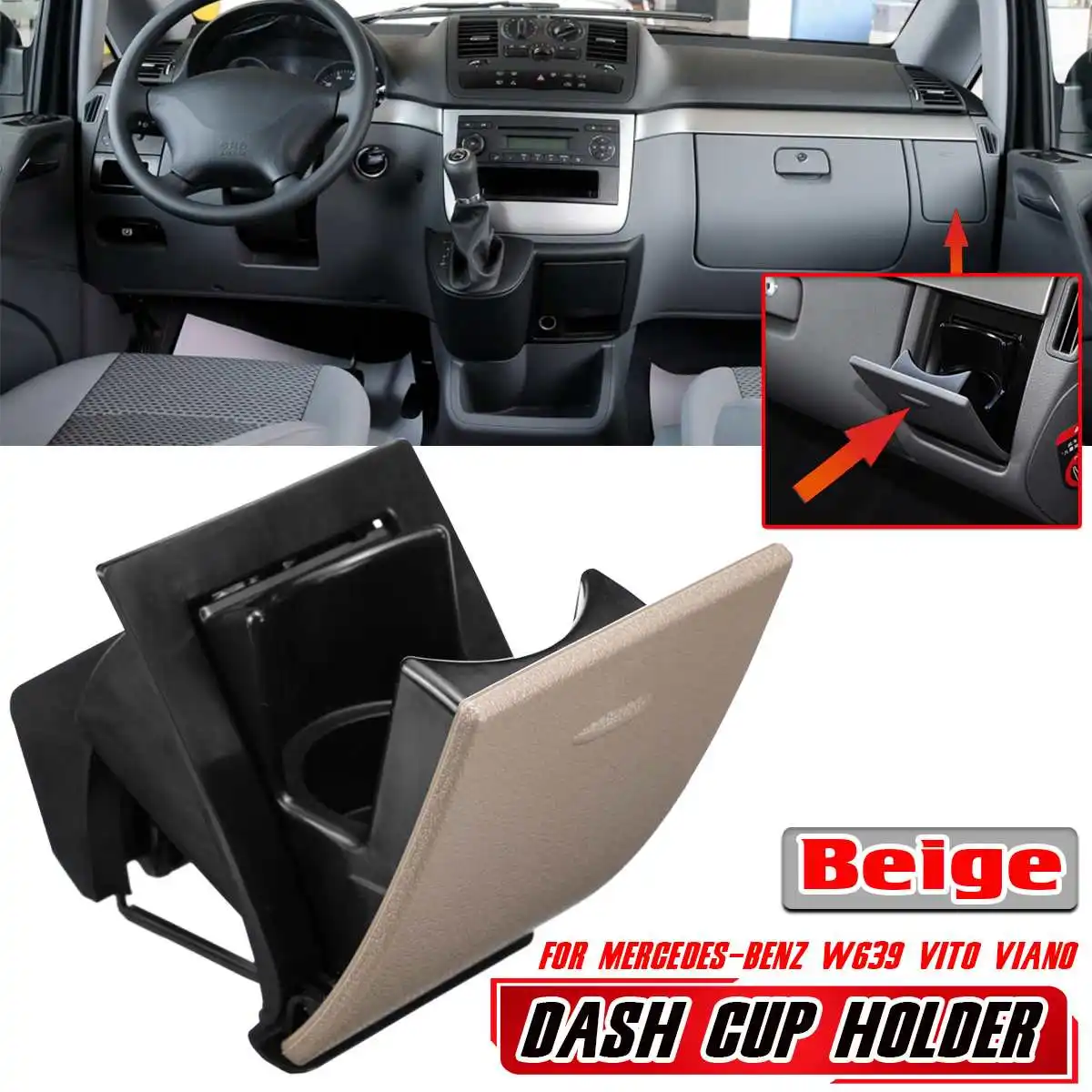 1pcs A6396800458 Car Passenger Side Dash Drink Cup Holder Organizer For Mercedes For Benz W639 Vito Viano Car Water Drink Holder