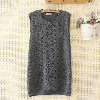 

Plus size sleeveless women loose wool sweaters 2020 new winter brown gray blue casual ladies pull vest knitted tops female