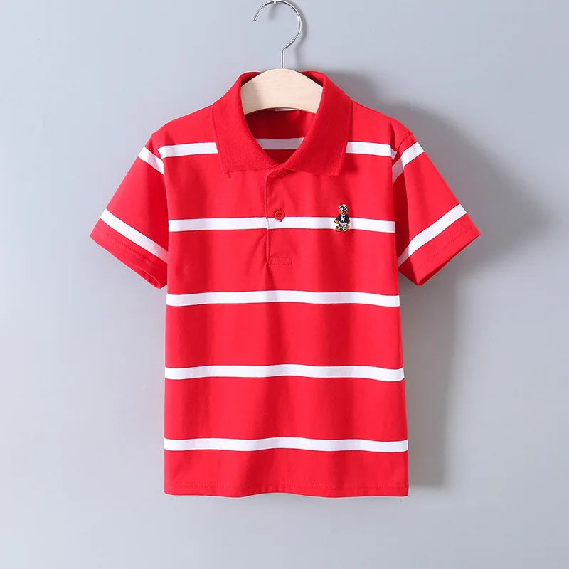 

New Spring Summer 2-7Y Baby Children Boys Striped Short Sleeve Kids Tops Sports Tee Crew Neck Polo Shirts