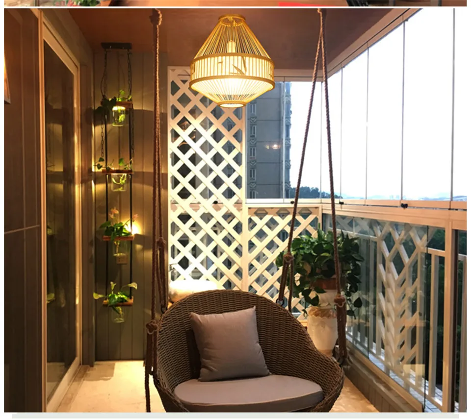 Japan Style Bamboo Pendant Lights Lighting LED Light Fixture Pendent Lamp Dining Living Room Bedroom Kitchen Cafe Hanging Lamp