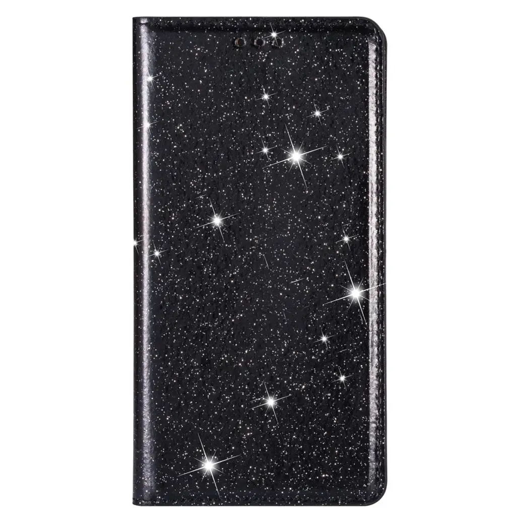black Для Samsung Galaxy A8 A7 A6 J7 J6 J5 J4 J3 Pro Plus Мода г. блестящие тонкий смарт-чехол из искусственной кожи с защелкой подставка для телефона - Цвет: black
