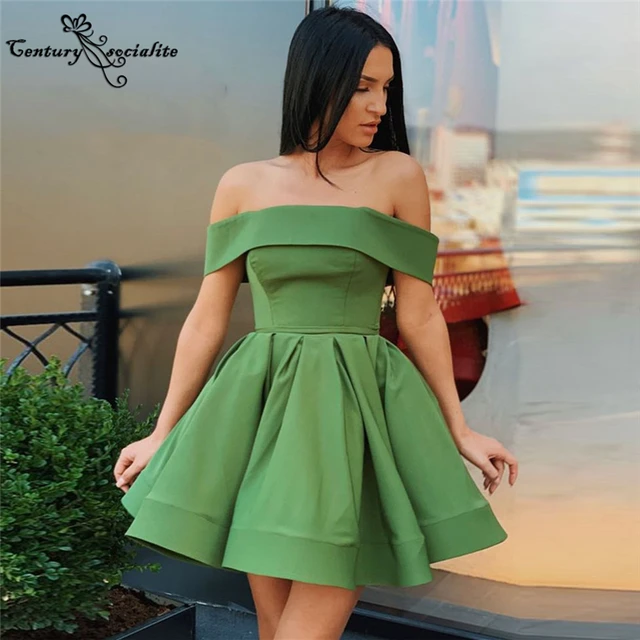 Green Homecoming Dresses Short 2021 Above Knee Off Shoulder Lace Up  Cocktail Dress Prom Dresses Party Gowns Vestido De Fiesta - AliExpress