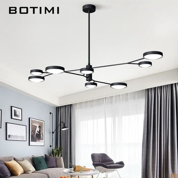 

BOTIMI Modern Tree Shaped 220V Chandelier For Foyer Black Supension Dining Lights Metal Bedroom Lustres Creative Design Hanglamp