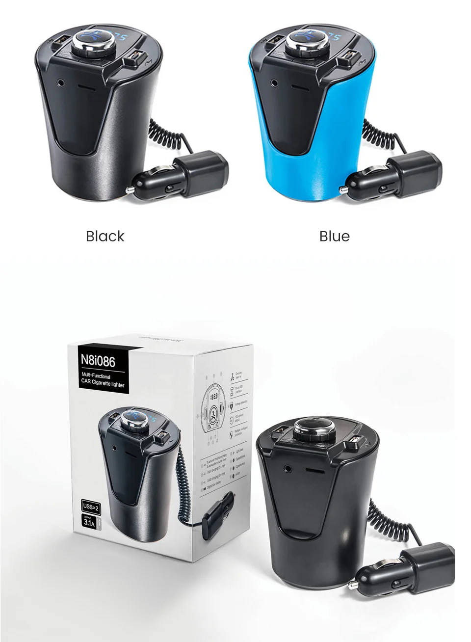 AOSHIKE, 12 В, 24 В, двойной USB, 3.1A, зарядное устройство, чашка, автомобильная зажигалка, многофункциональная форма, для смартфона, держатель, адаптер