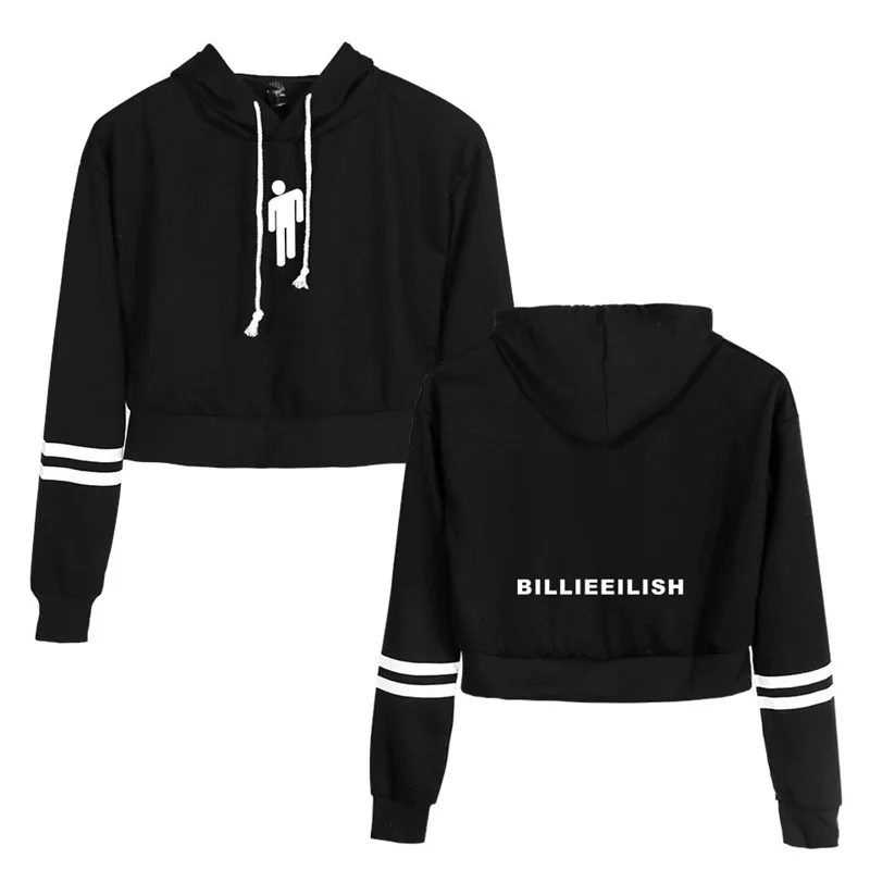 Billie Eilish Kpop толстовки хип-хоп укороченный топ толстовки женские сексуальные весенние осенние Billie Eilish Девушки Сексуальная одежда для подростков - Цвет: black - style 3