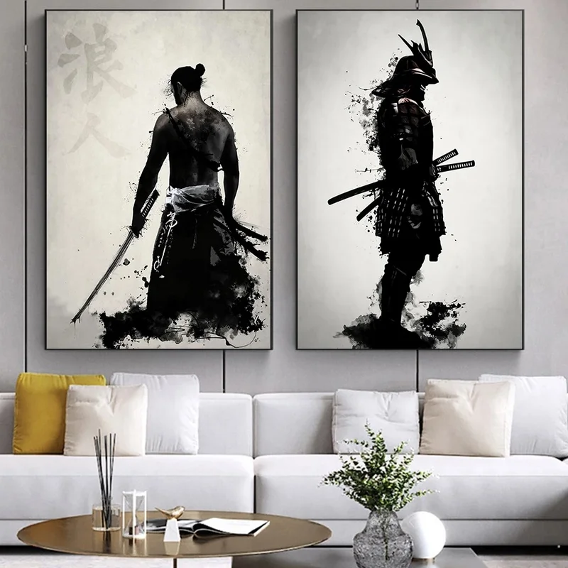 Japanese Samurai Art Black And White — free download