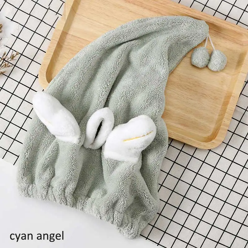 cyan angel Шапочка для душа с героями мультфильмов тюрбан для волос гигроскопичность и воздухопроницаемость микрофибра тюрбан для волос обернутое полотенце шапка полотенце сухая шапка для волос - Цвет: cyan angel