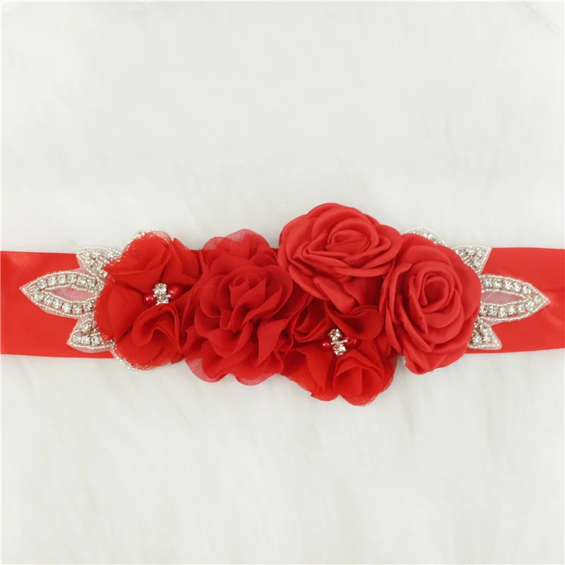Bridal Waistband Wedding Accessories Bridal Wedding Belts Rhinestone Satin Flower Sash Woman Girl Waistband Sashes Belt