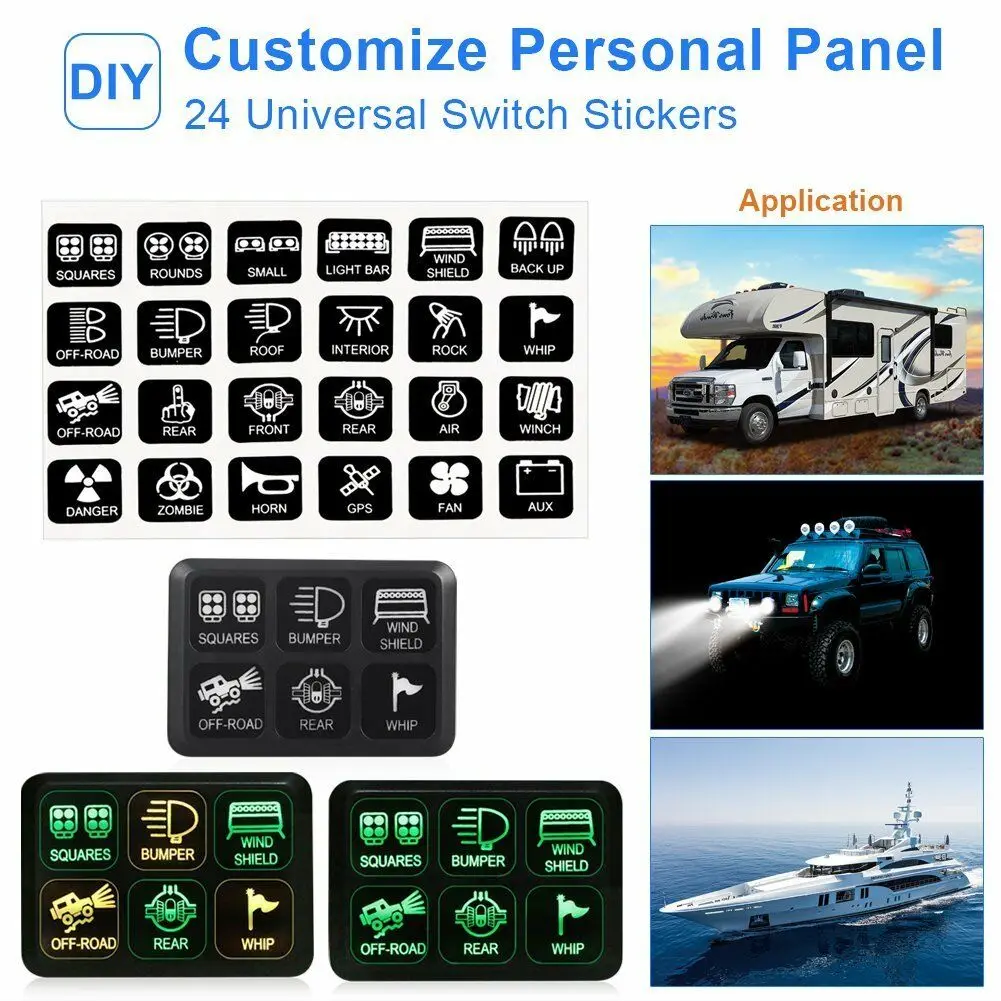 

6 Switch Panel Control Box + Wiring Harness Kit For Vehicle with 12V DC Power