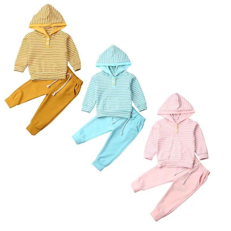 Baby Clothes Toddler Infant Girl Boy Striped Hoodie Top Sweatshirt +Pants Autumn Outfit | Детская одежда и обувь