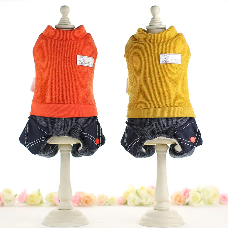 

Winter Jackets Suit Warm Clothes for Small Dog Orange Yellow Colors Warm Coat Four Legs Supplies Pets Jumpsuits for Pet Dog