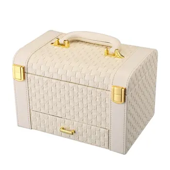 

Portable Originality Woven Pattern Box Makeup Storage Case Desktop Organizer Jewelry Ornaments Drawers Cosmetic Organizer