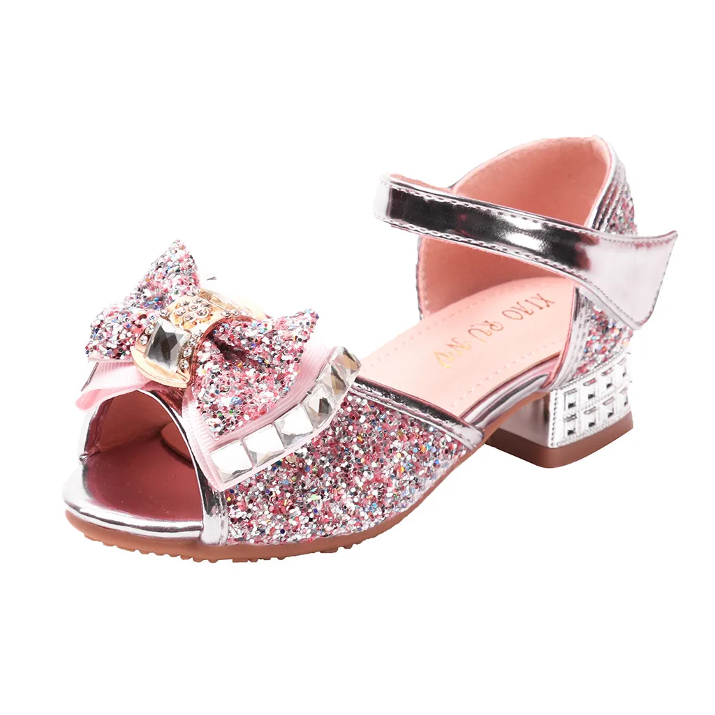Mini Melissa/детские сандалии для девочек; Летняя обувь; детская обувь для маленьких девочек с жемчужинами и кристаллами; обувь для принцессы сандалии - Цвет: Розовый