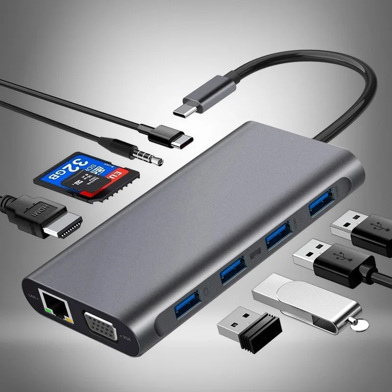 USB HUB to Multi USB 3.0 USB Adapter Dock for MacBook Pro Accessories Type C 3.1 Splitter 3 Port Laptop docking station VGA HDMI