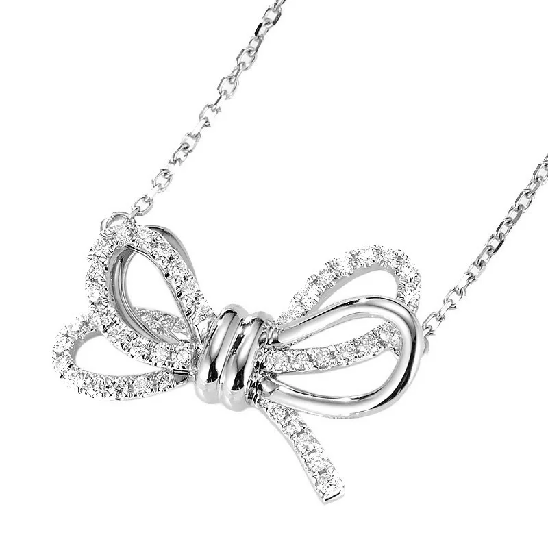 BAIHE Solid 18K Белый+ розовое золото сертифицировано около 0.22ct H/SI натуральные бриллианты Свадебные модные ювелирные изделия Подарочные ожерелья - Gem Color: White Gold