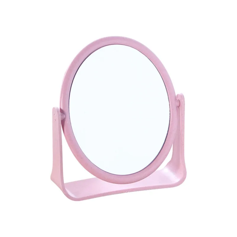 Зеркало для макияжа в форме сердца, вращающаяся настольная подставка, компактное зеркало, пластиковый комод, розовые, синие, бежевые зеркала, косметический инструмент - Цвет: B2