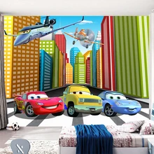 На заказ любой размер Настенные обои 3D мультфильм автомобиль здание настенная живопись дети спальня фон Настенный декор ПВХ водонепроницаемые наклейки