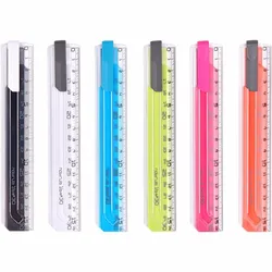 Régua dobrável multifuncional, régua telescópica de plástico para desenho diy, suprimentos para estudantes e escritório