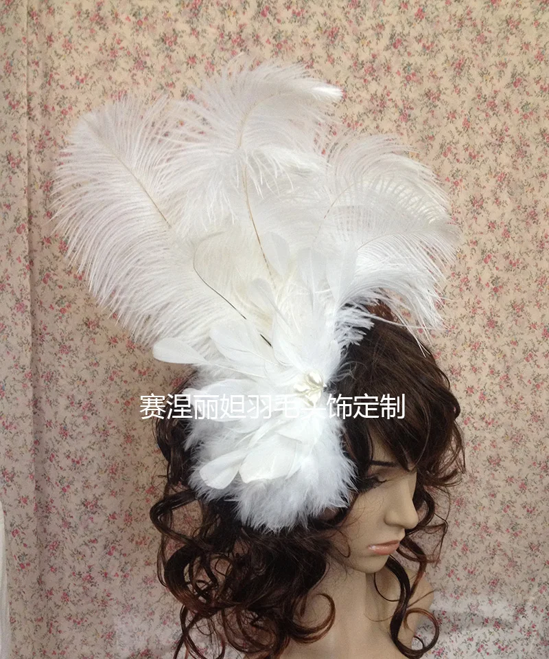 

Customized ostrich feather feather stage performance headdress hair decoration show studio photography custom-made