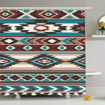 

Shower Curtain Set with Hooks 72x78 Texture Vintage Print Trendy Chevron Backdrop Design Cute Geometry Pattern Zigzag Abstract