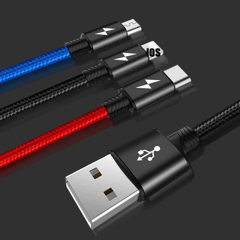 3 в 1 USB кабель Micro usb type C кабель для iPhone samsung huawei Xiaomi Redmi мобильный телефон Быстрая зарядка кабель usb c зарядное устройство Шнур