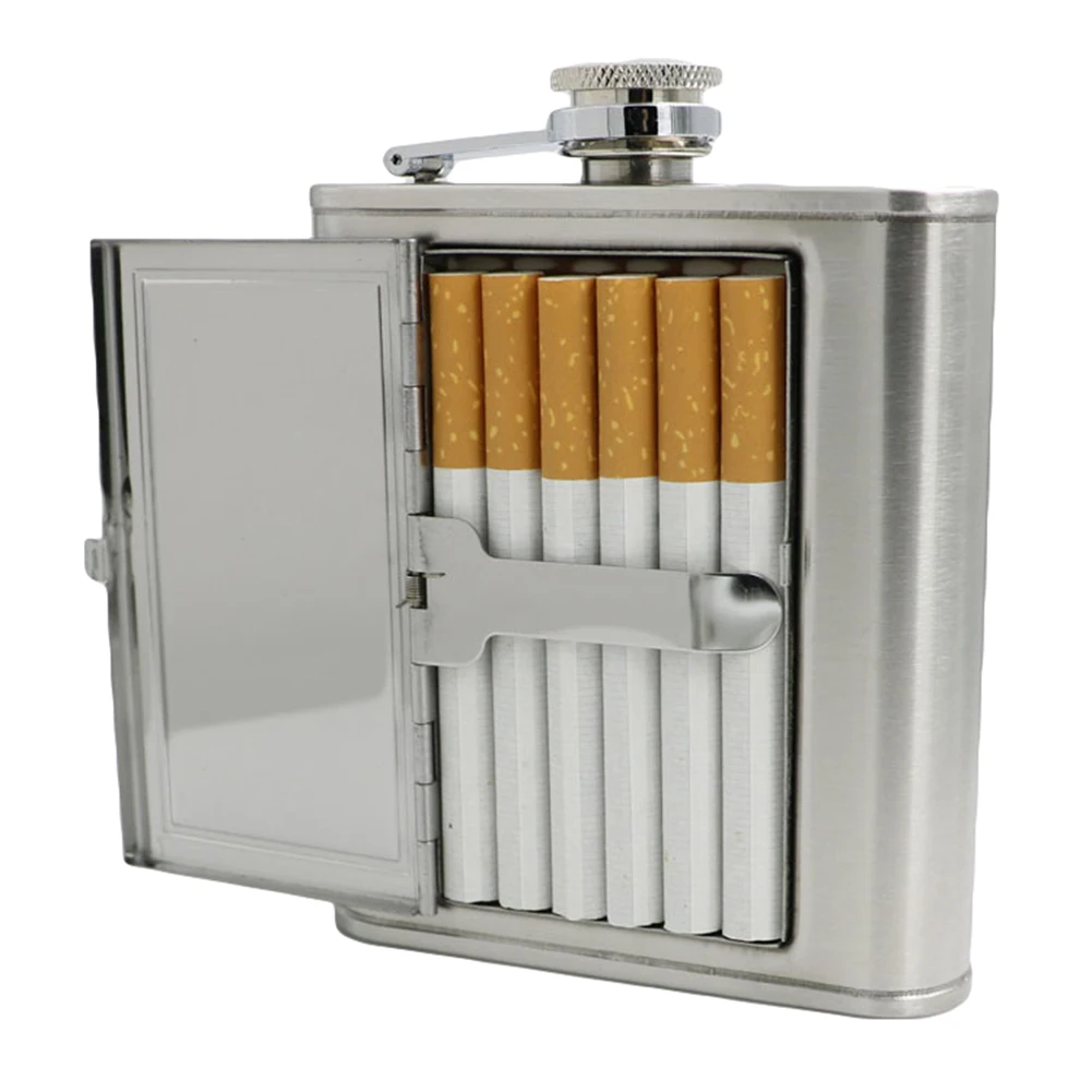 Cigarettess чехол 5/6oz Нержавеющая сталь плоская фляжка вина ликера алкоголя посуда