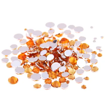 

Orange Color 1.5~12mm Flat Back Round Acrylic Rhinestones Beads,3D Acrylic Resin Nail Art / Garment Decoration