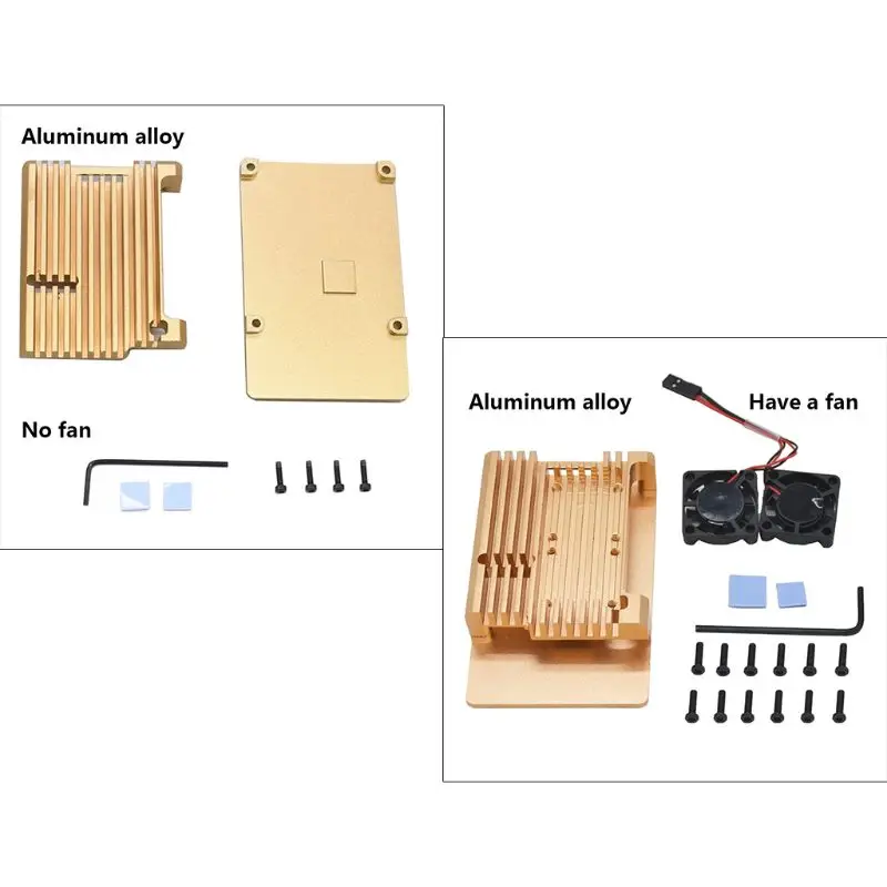 Алюминиевый Золотой корпус Корпуса металлический корпус коробка радиатора для Raspberry Pi 4 Модель B