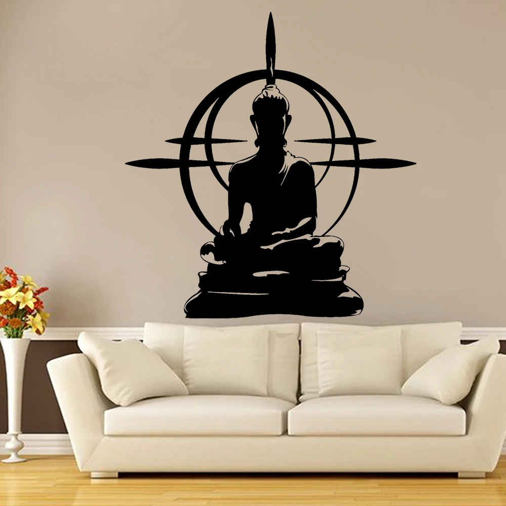 Yoga Buddha Adesivo Buddha Chakra Mandala Mantra Chakra Meditazione Yoga Decor Adesivo In Vinile Per Soggiorno Decor Murale Z565