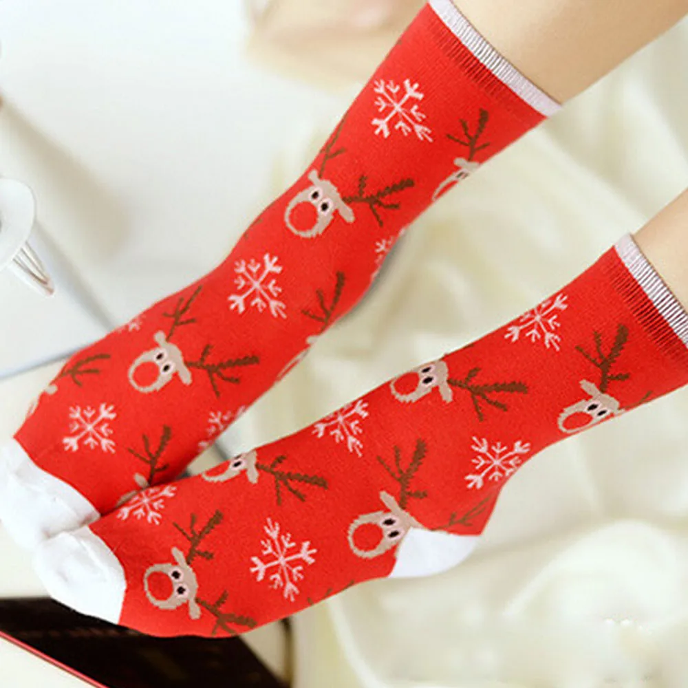 Новинка; сезон осень-зима; новогодний Санта-Клаус; Рождественский подарок с изображением снежного лося; носки; длинные носки; хлопковые носки для мужчин и женщин;@ B