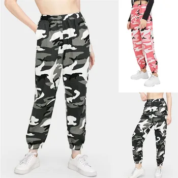 

Women Cargo Trousers Casual Hip Hop Pants Military Army Combat Camo Print Hiking Jeans High Waist Casual 2019 New Cargo Pants